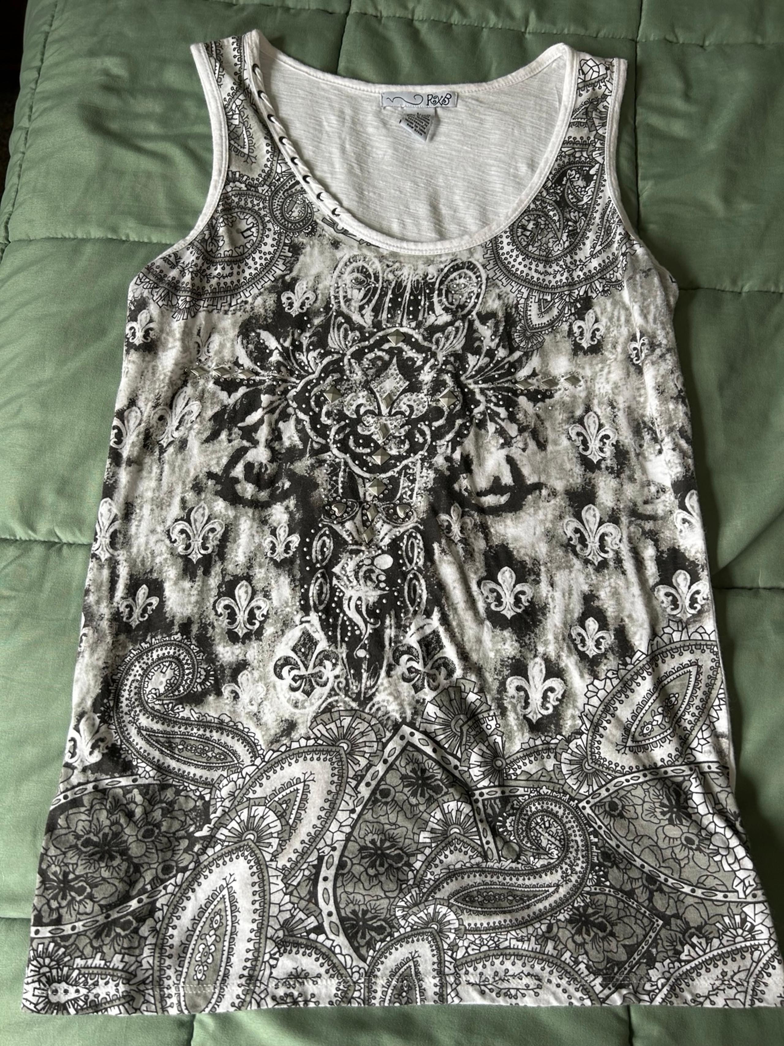 RXB Y2K 2000s Paisley Embellished Saint Cross Tank Top Size Large
