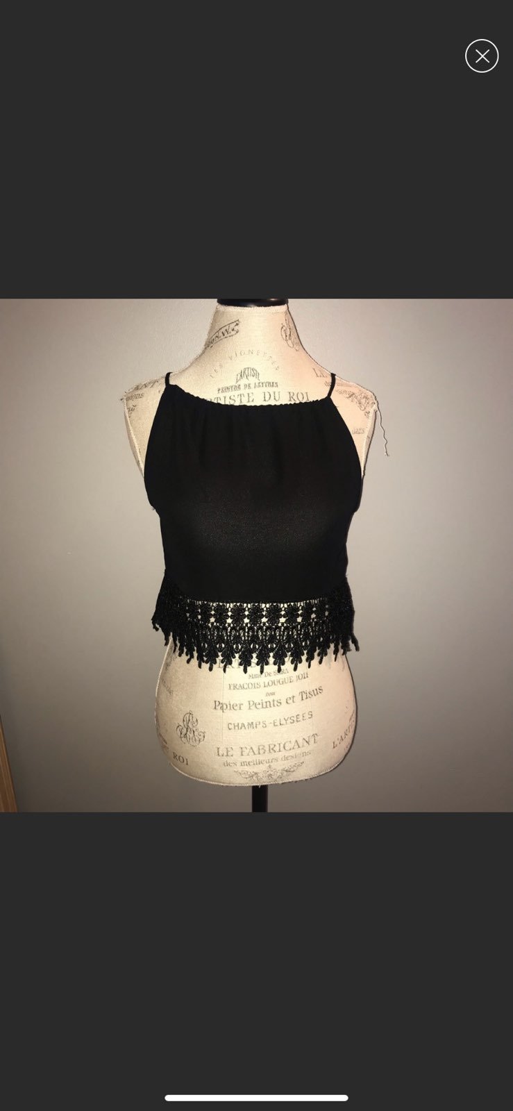 Black Lace Halter Crop Top Size Small