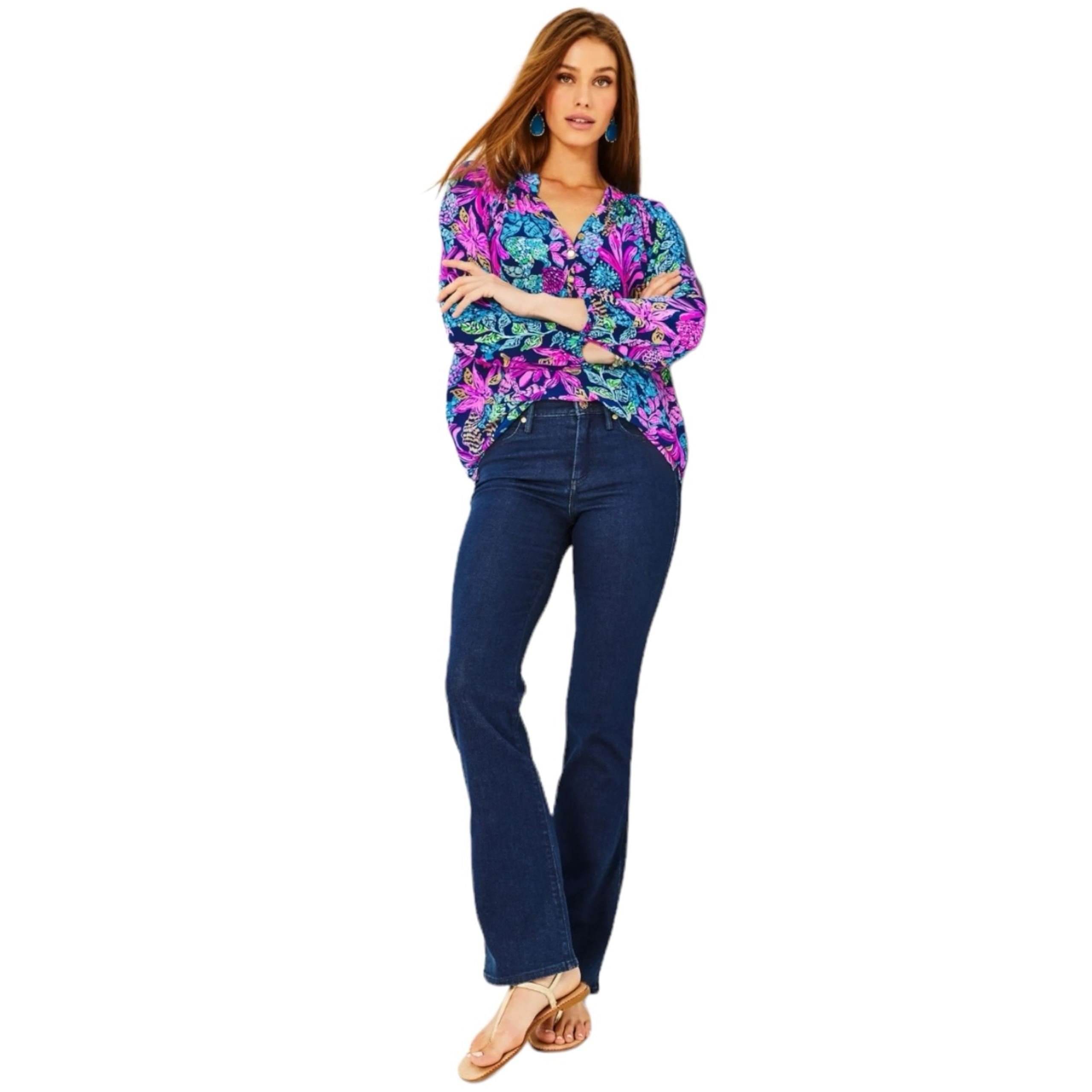 Women’s Lilly Pulitzer Main Line Bootcut Dark Wash Denim Jeans Pants Size 2