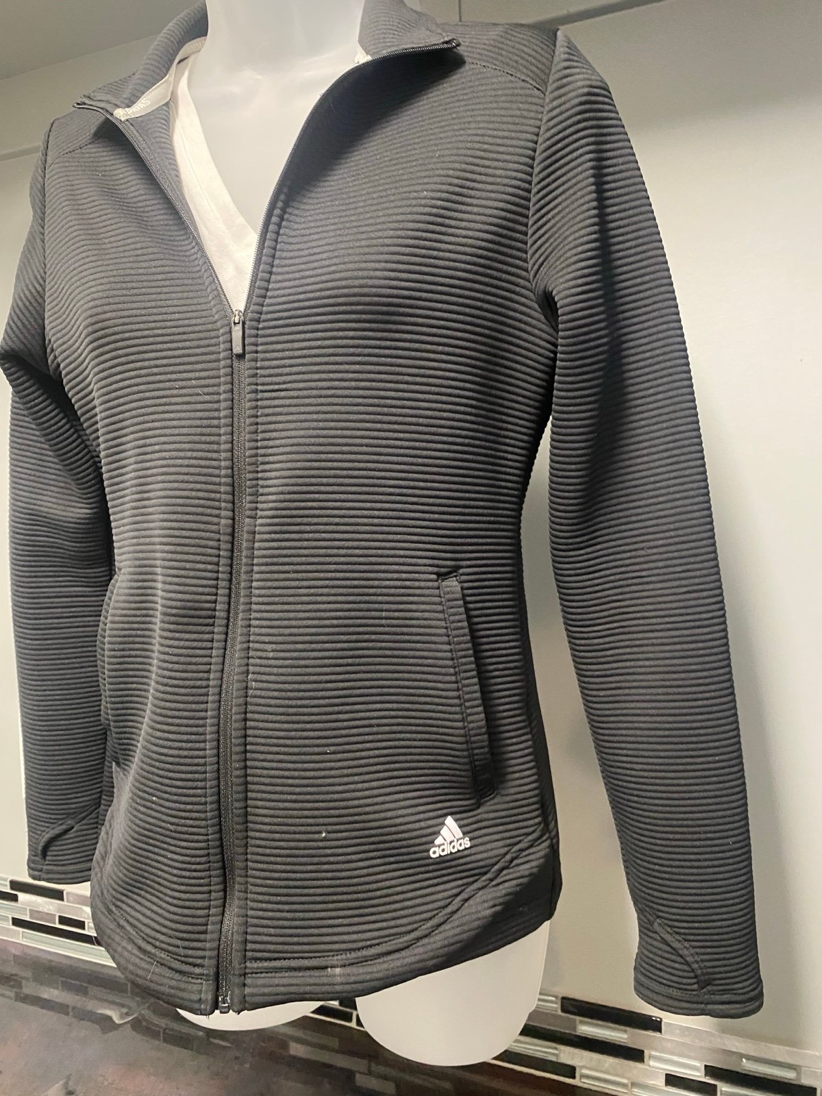 Adidas Black Ribbed Golf Sweatshirt
