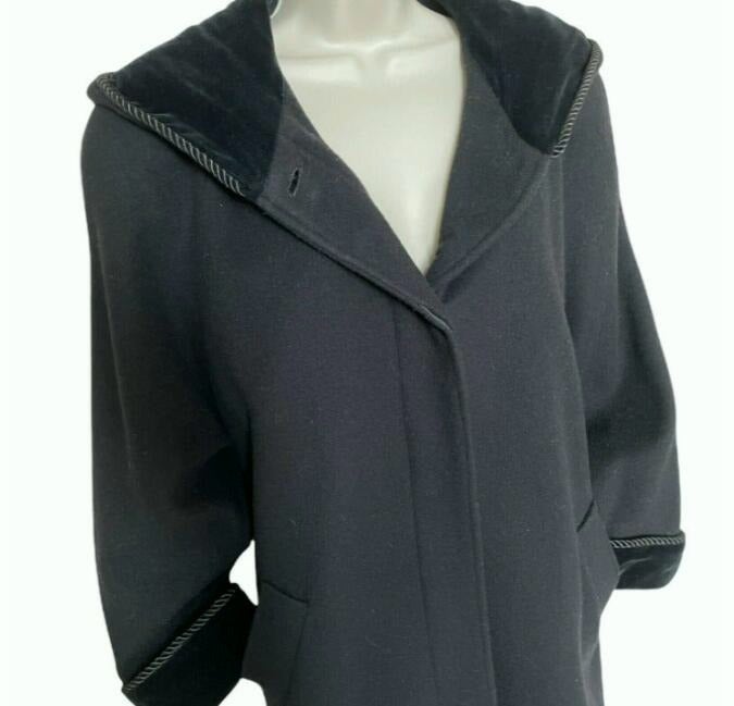 Women's London Fog Long Black 100% Wool Coat