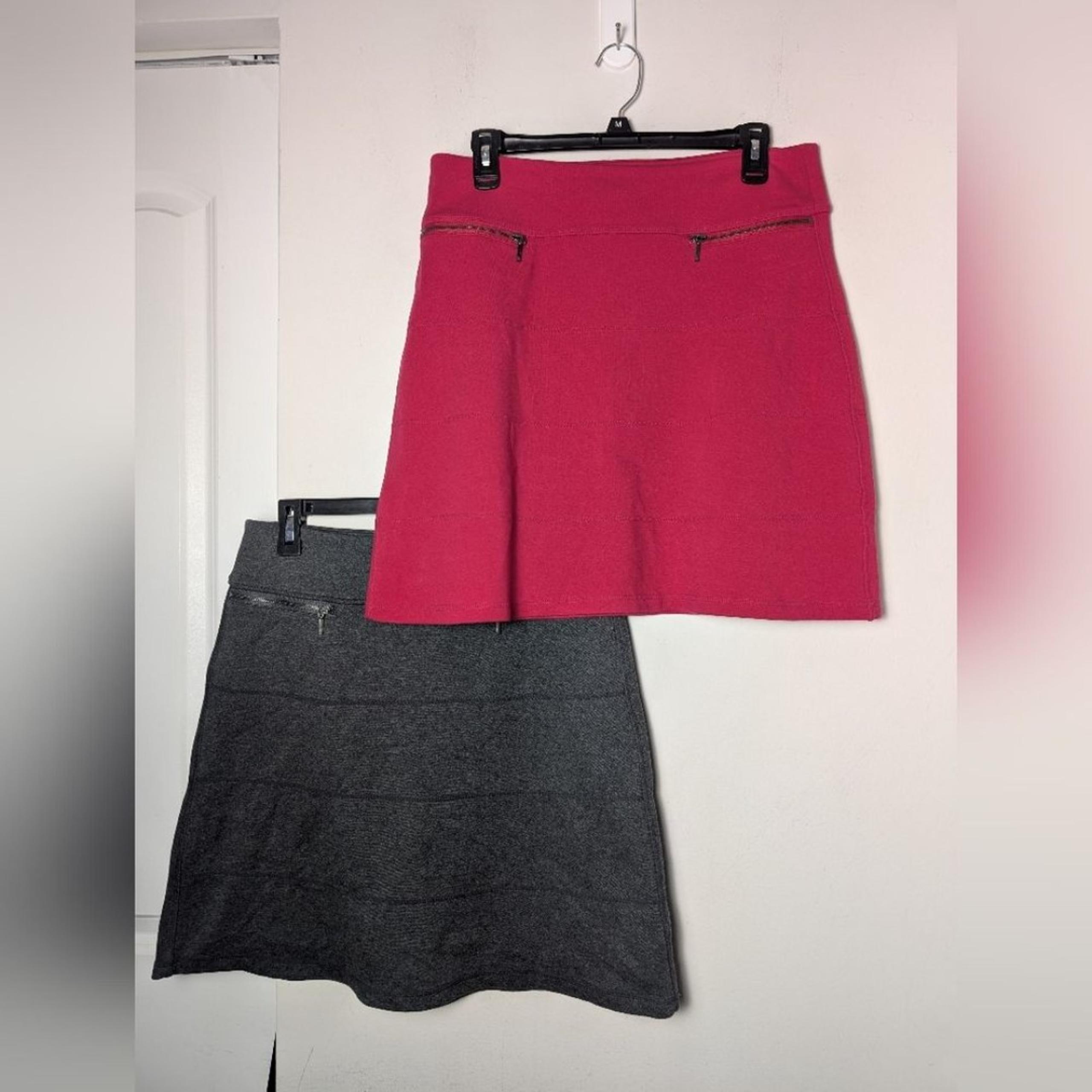 Athleta Mini Skirt Strata A Line Tiered Gray Pink Sz m Pull On