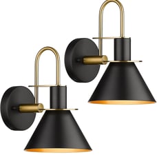 Industrial Wall Sconce Set of 2, HWH Modern 1-Light Bathroom Medium, Black *2