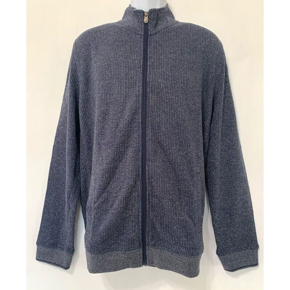 Jos. A. Bank Reserve Mens Jacket Coat Blue Melange Pocket Cotton Mock Neck L New
