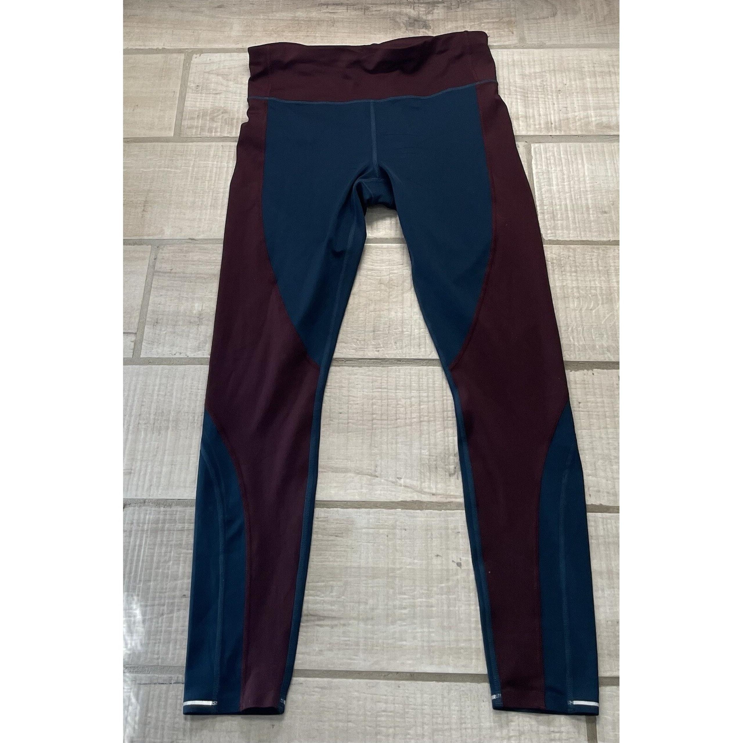 Athleta Tight Legging Womens S High Rise Athletic Training Maroon Navy Small