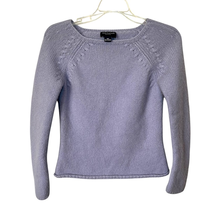 Ann Taylor Petites Lilac Purple Thick Cashmere Knit Sweater Medium petite