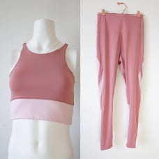 NWOT Nylora Set Mauve Pink Crop Top with Built In Bra and Leggings S