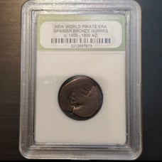 #7873 Pirate Era Spanish Bronze Coin Artifact Authenticated