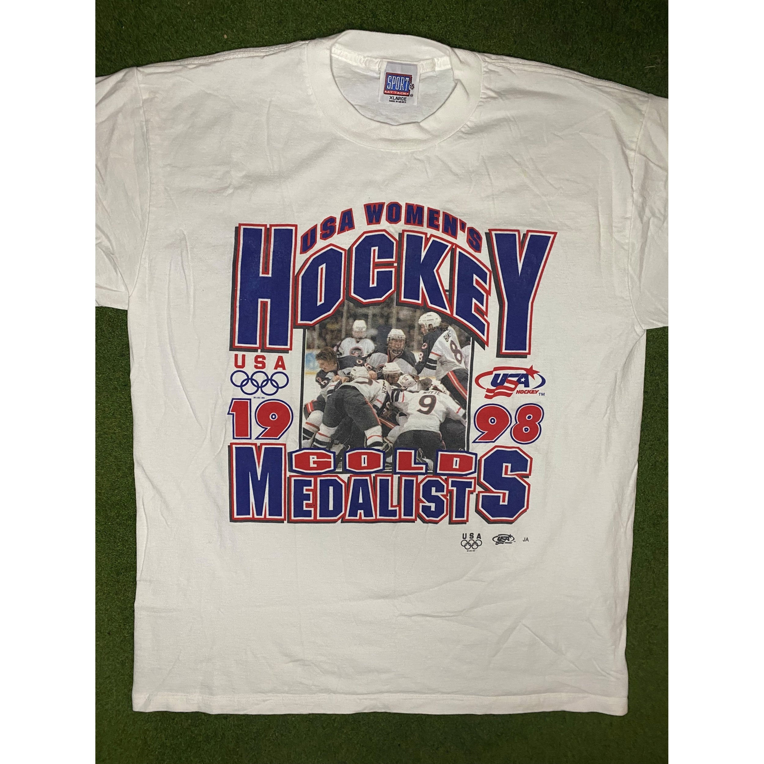 1998 USA Women's Hockey - Gold Medal - Vintage Hockey T-Shirt (XL)