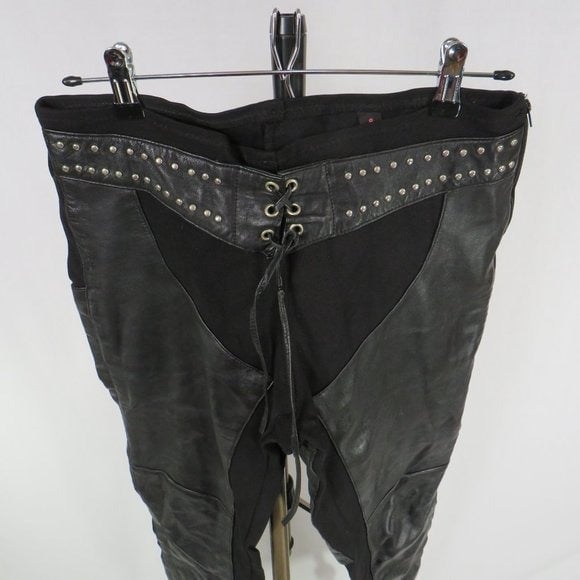 Unique Black Leather Spandex Pants