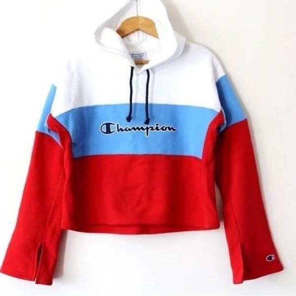 Champion Reverse Weave Cropped Long Sleeve Hoodie Size L