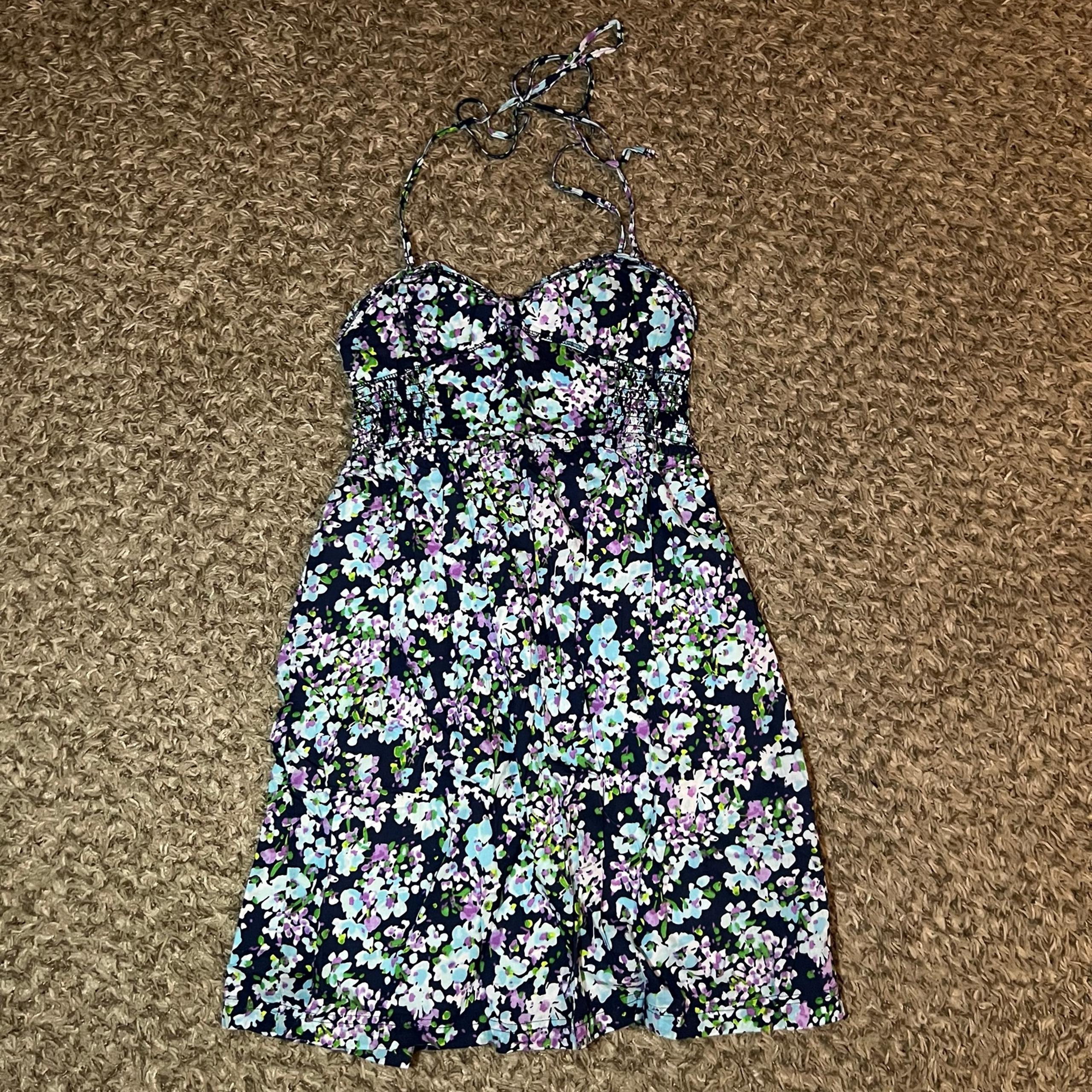 Aeropostale Summer Dress Womens S Floral Halter Sweetheart Neckline Small