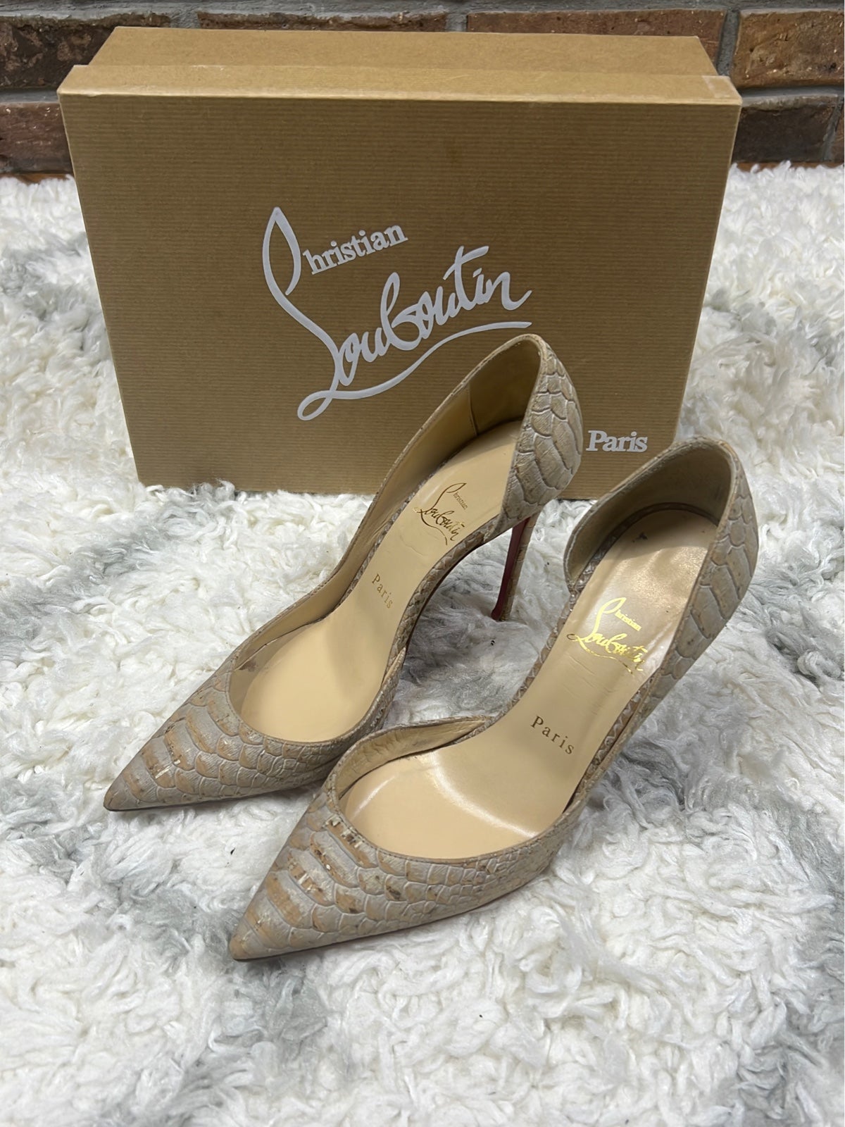 Christian Louboutin Iriza Half-d'Orsay Red Sole Pump, Cork