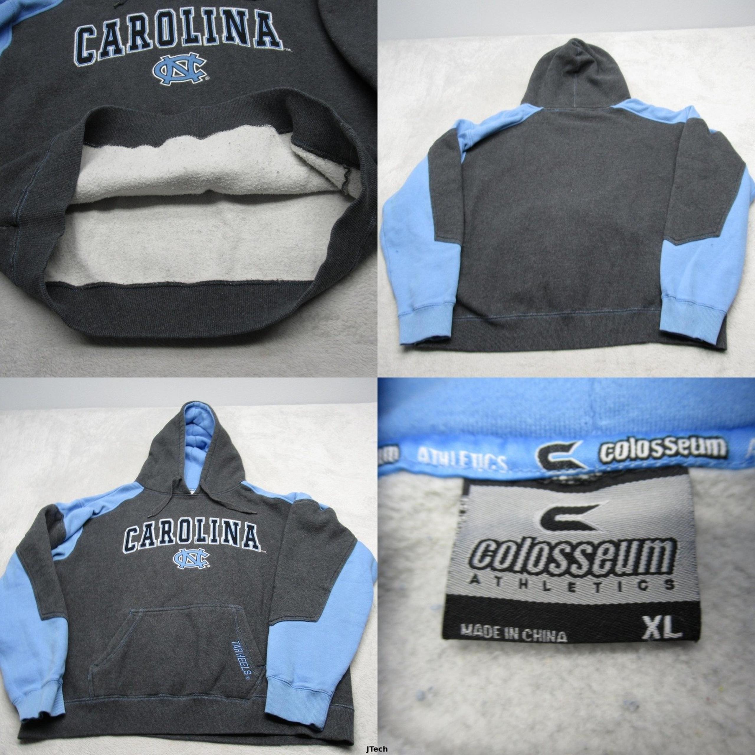 North Carolina Tarheels Hoodie Mens XL Colosseum Gray Blue Super Heavyweight Y2K