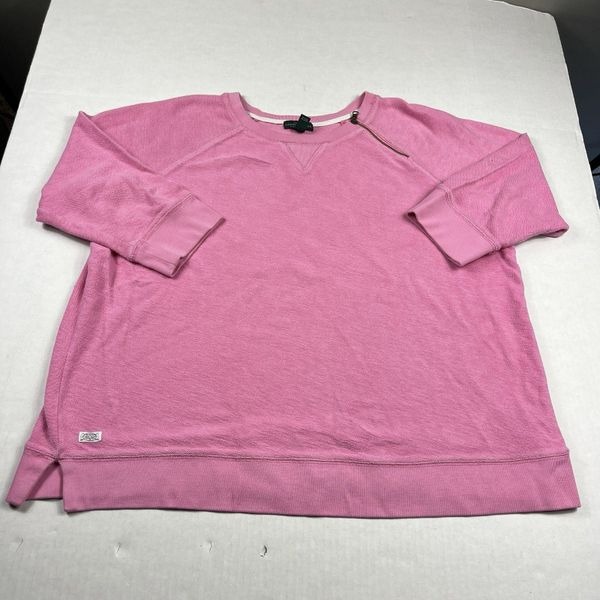 Lauren Ralph Lauren Womens 2X Pink Pullover Sweatshirt Zip Neck French Terry Top