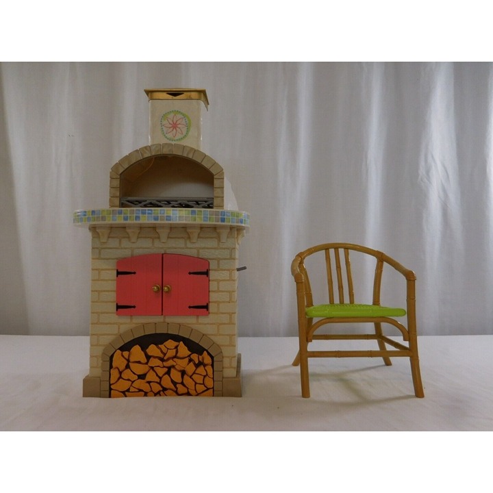 American Girl Lea Clark Rainforest Hut Camp Stove Fire Place Works + Chair