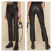 LPA - Fei 100% Leather Lace Up Front Moto Pants in Black