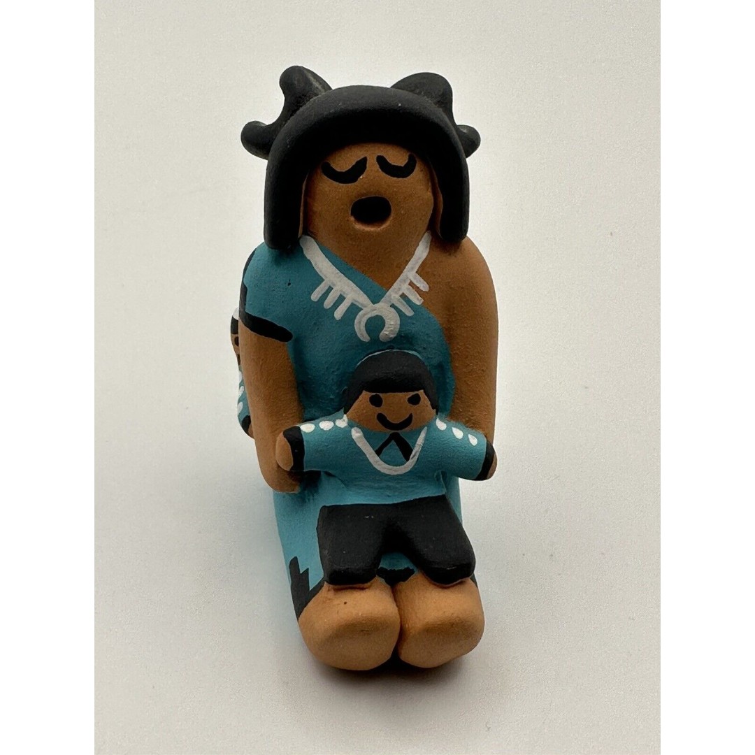 Storyteller Clay Figurine Taos Pueblo Signed MA Folk art