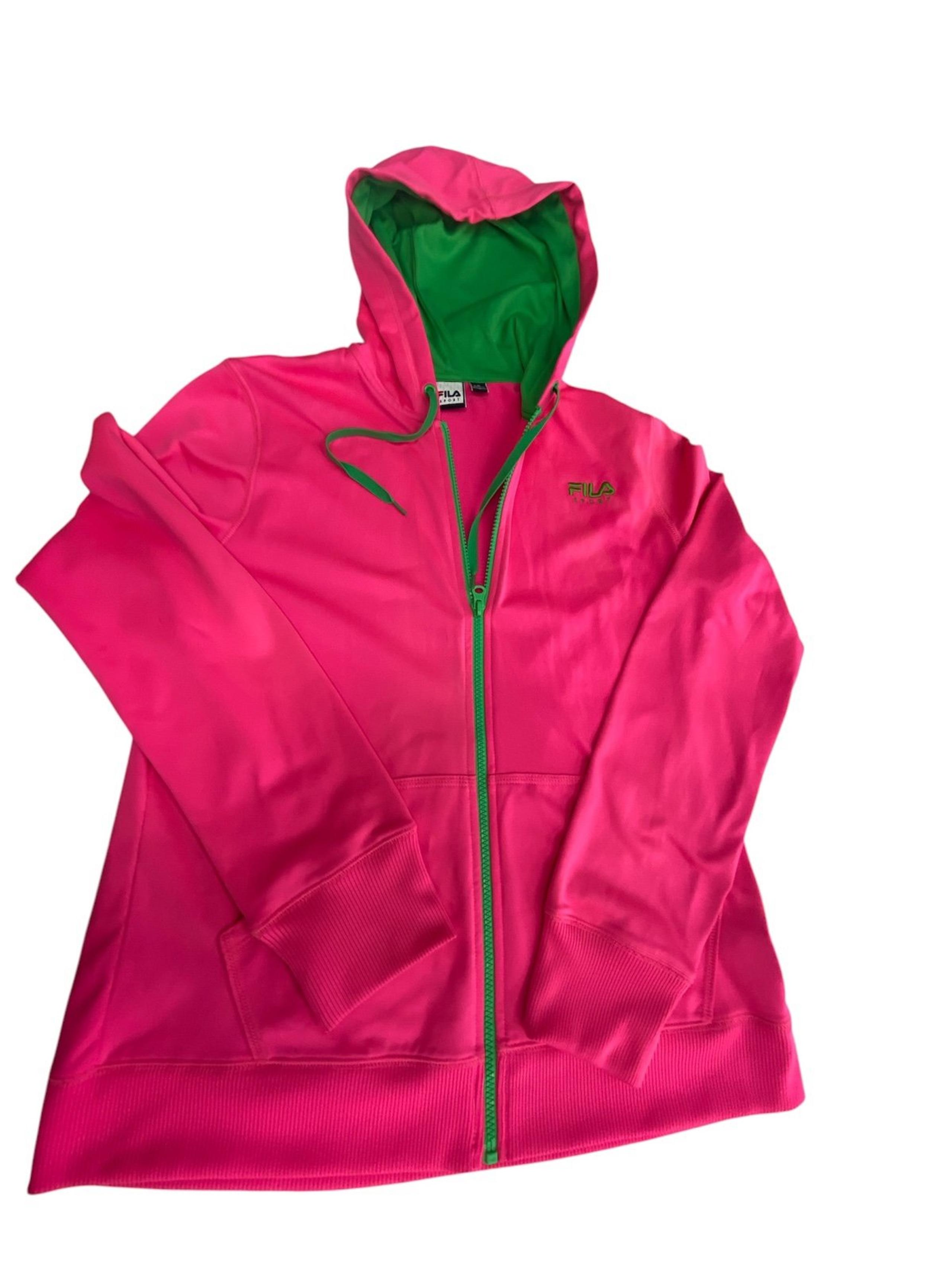 FILA SPORT ZIP-UP HOT PINK/LIME GREEN JACKET WOMENS SIZE M