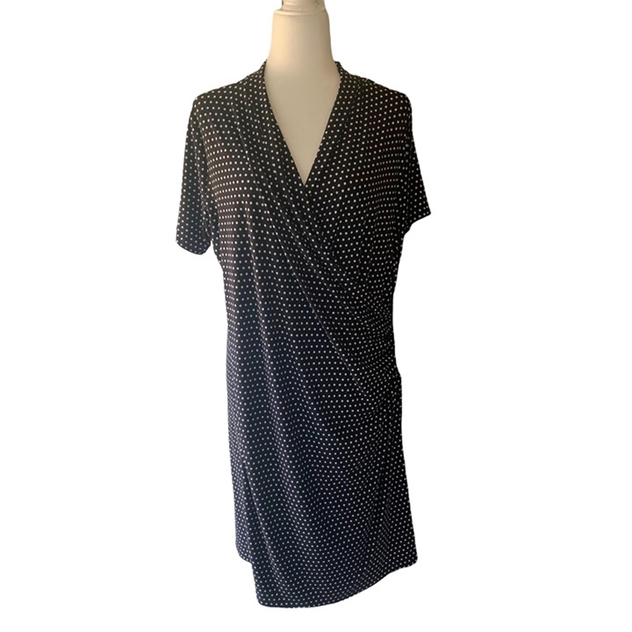 Norma Kamali Faux Wrap Midi Knit Jersey Dress Women's Short Sleeve Size XXL