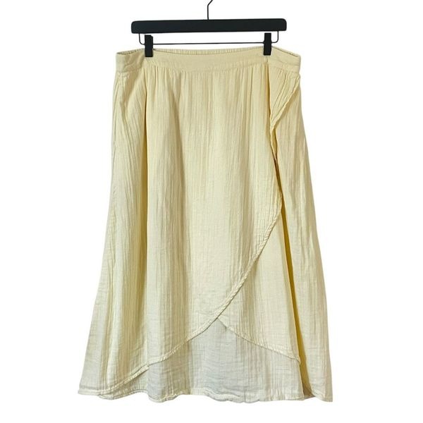 Pact Organic Cotton Butter Yellow Coastal Wrap Skirt Size XL
