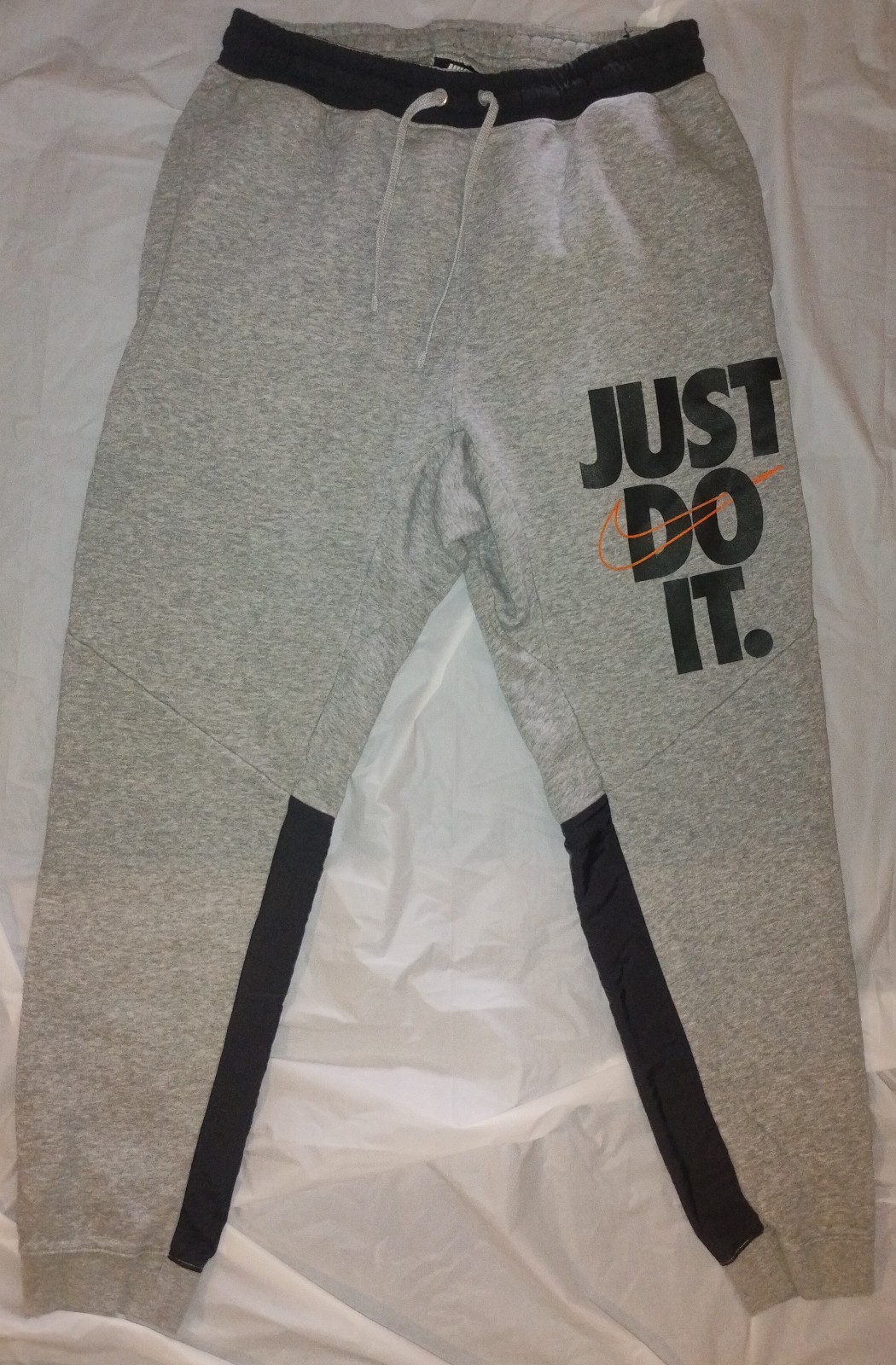 Nike NSW HBR 931903-063 JDI Just Do It Gray/Black/Orange Jogger Pants Size M