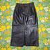 Vintage 70s Brazilian Genuine Black Leather Midi Skirt