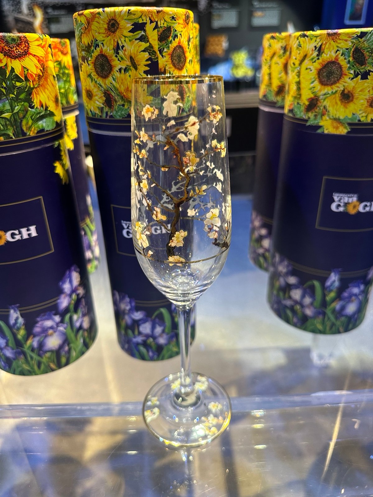 Van Gogh Almond Blossom The Impressionists CHAMPAGNE FLUTE Toasting Glass Art