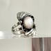 Pink Mother of Pearl Abalone Pewter Carved Vintage Cabochon Navajo Ring - sz 5.5