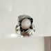 Pink Mother of Pearl Abalone Pewter Carved Vintage Cabochon Navajo Ring - sz 5.5