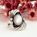 Pink Mother of Pearl Abalone Pewter Carved Vintage Cabochon Navajo Ring - sz 5.5