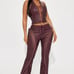 Starla Washed Faux Leather Pant Set - Burgundy