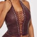 Starla Washed Faux Leather Pant Set - Burgundy