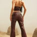 Starla Washed Faux Leather Pant Set - Burgundy