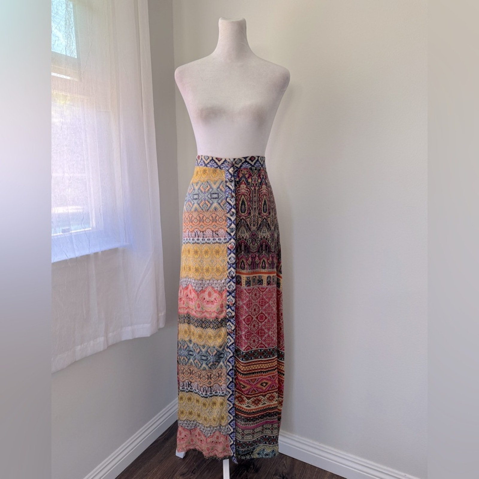 Desigual Multicolor Bohemian Print Button Front Maxi Skirt