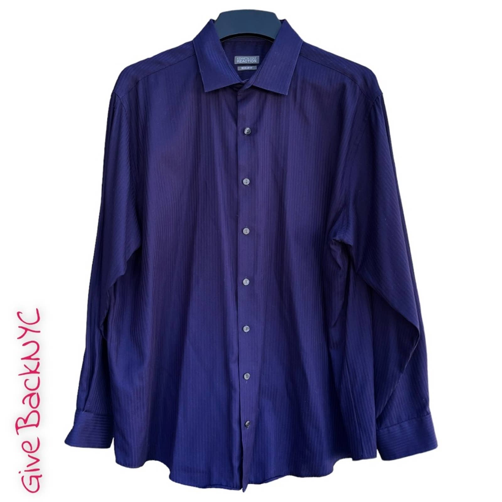 Kenneth Cole Reaction Striped Dress Shirt Size 17.5 34-35
