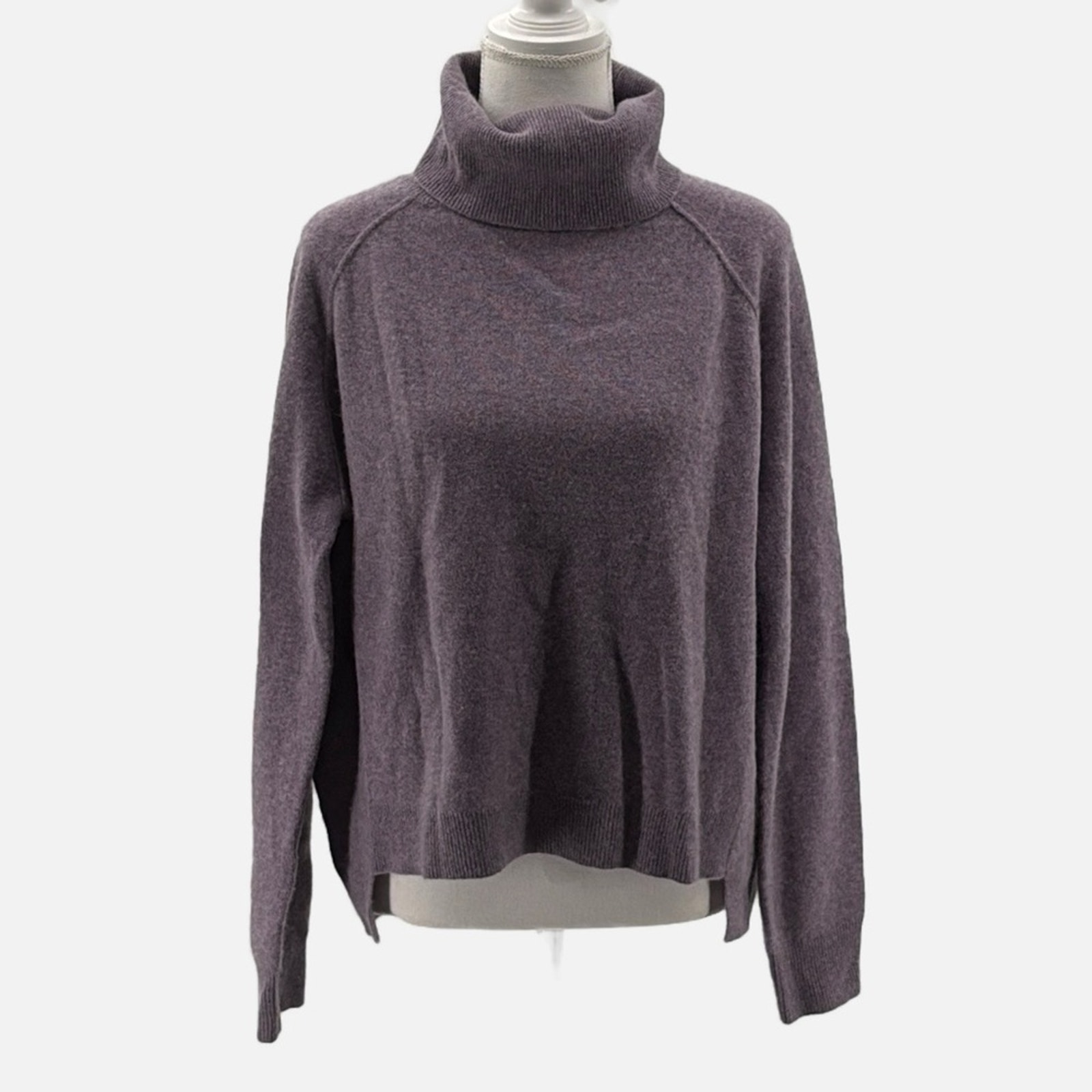 Knyt & Lynk Cashmere Turtleneck Loose Fit Crop Sweater in Amethyst - Size Medium