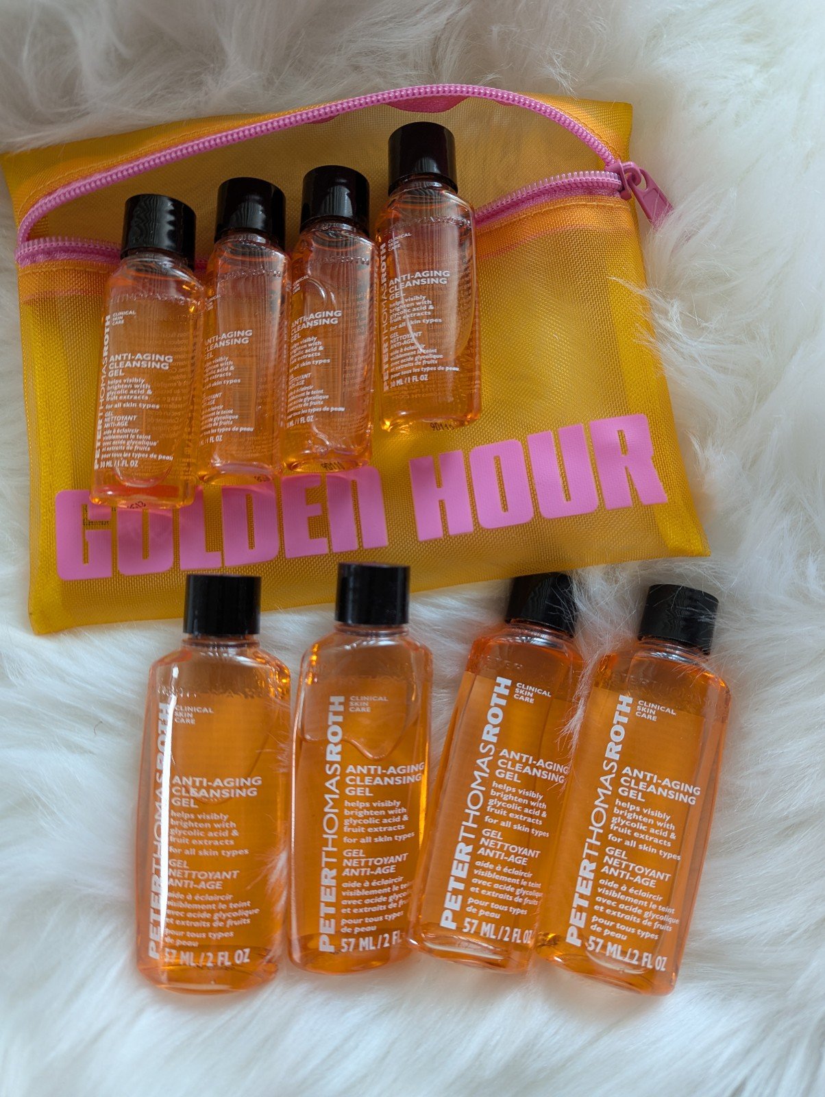 8 PCs Peter Thomas Roth Anti-aging Cleansing Gel Total 12 oz & Mash Makeup Bag