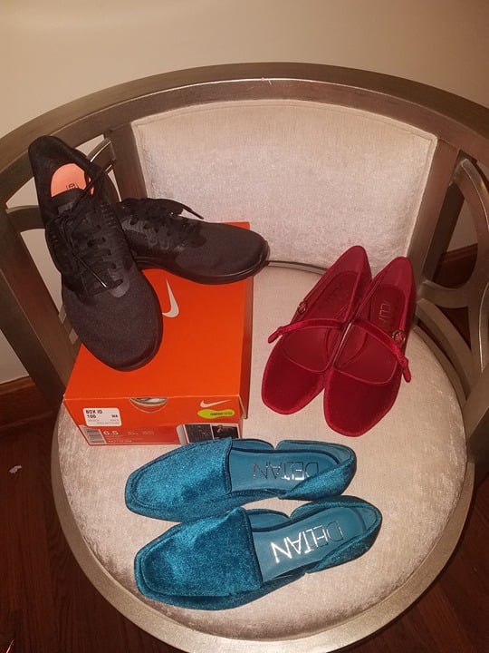 SHOE BUNDLE NIKE trainers Deltan RED & BLUE VELVET | Size 6.5 & 6