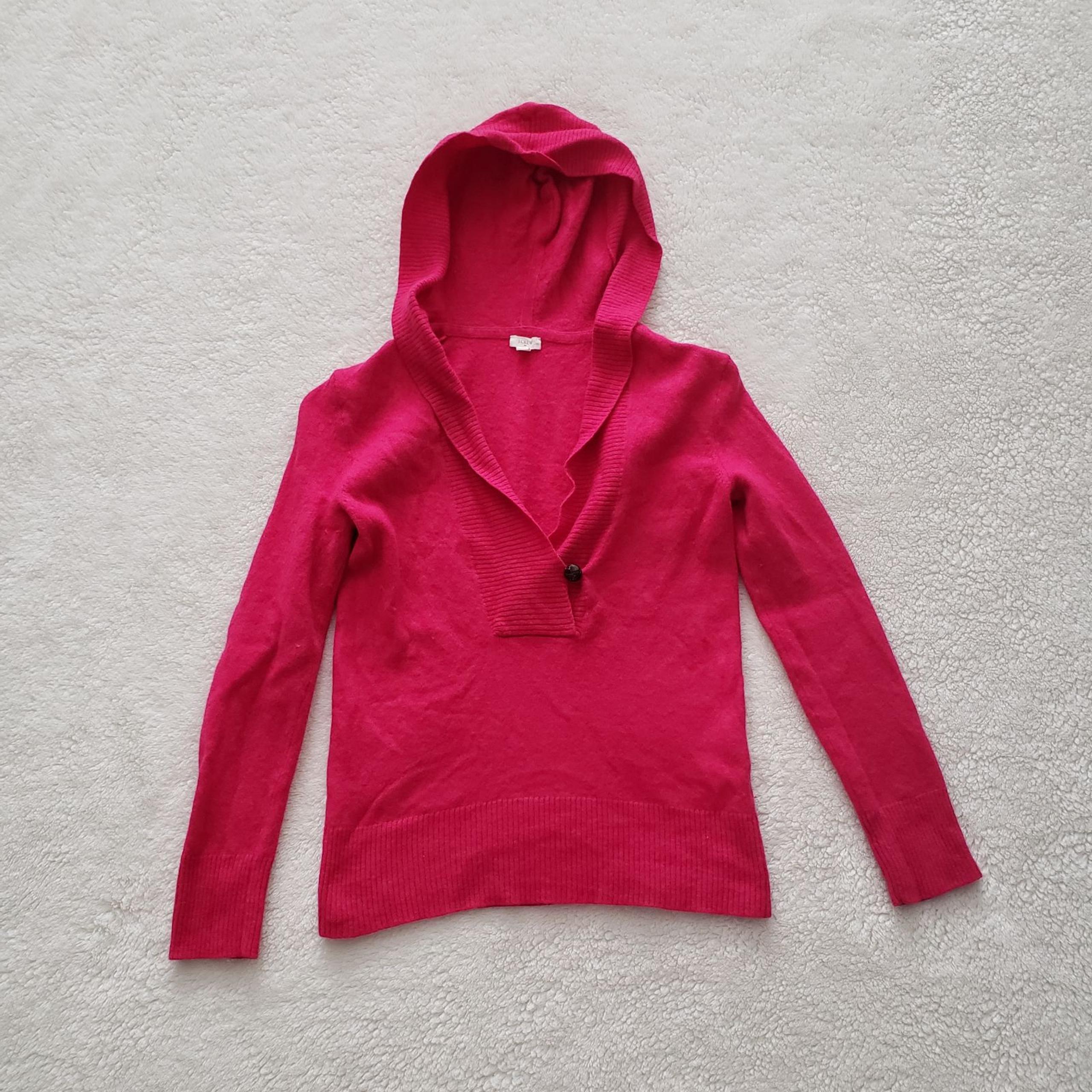 J Crew Pink Asymmetric Hooded Sweater