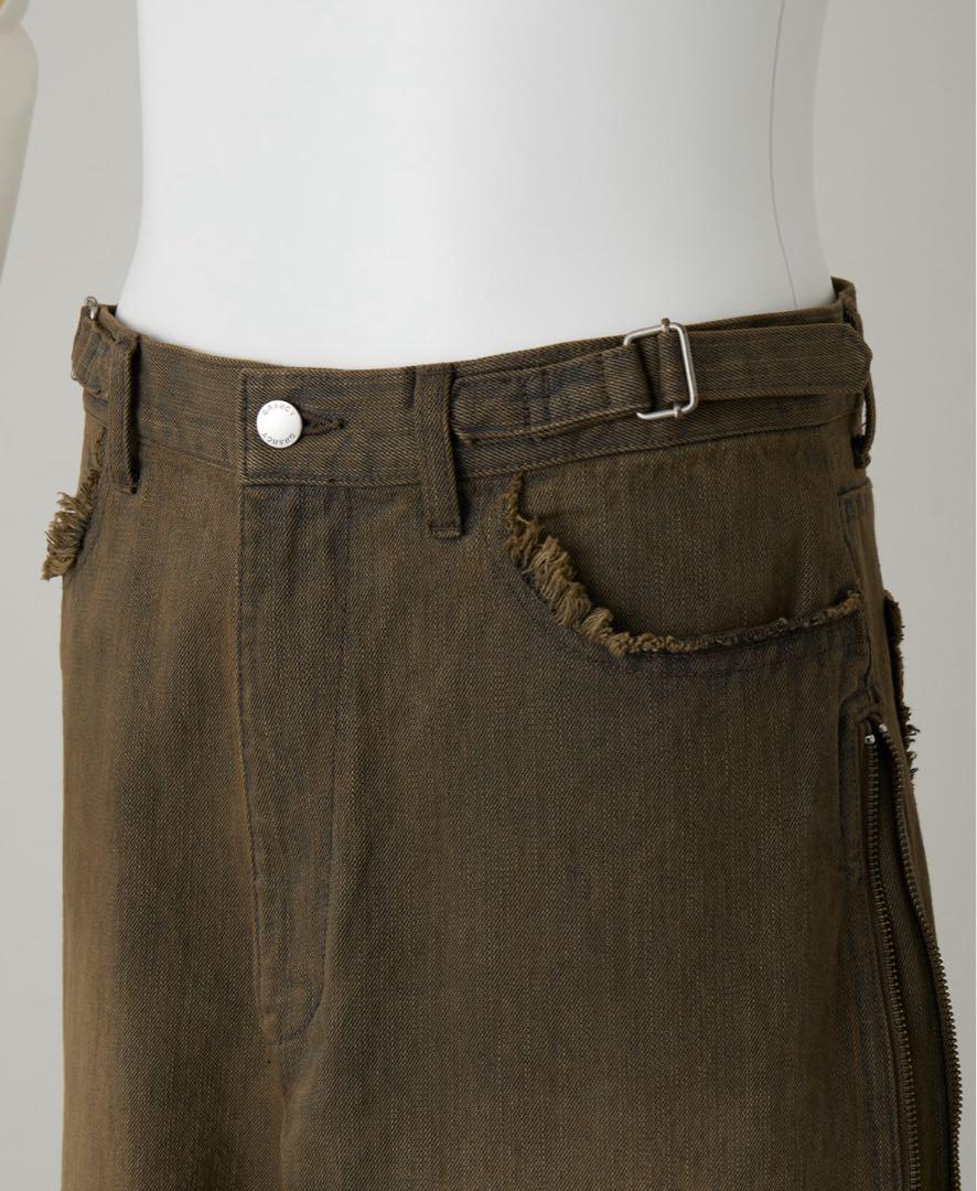 Cheapest GRANCY Zip Design Baggy Denim Pants Brown