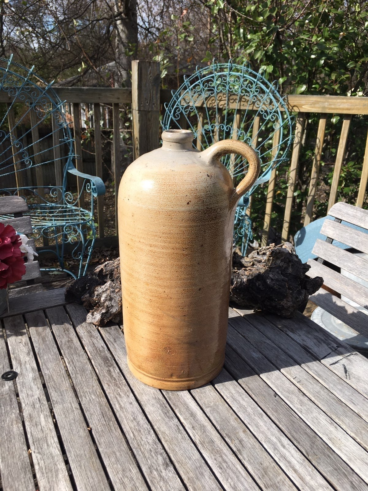 Antique 5 L Stoneware Pottery Printers Ink Jug Beige & Brown Circa 1880s