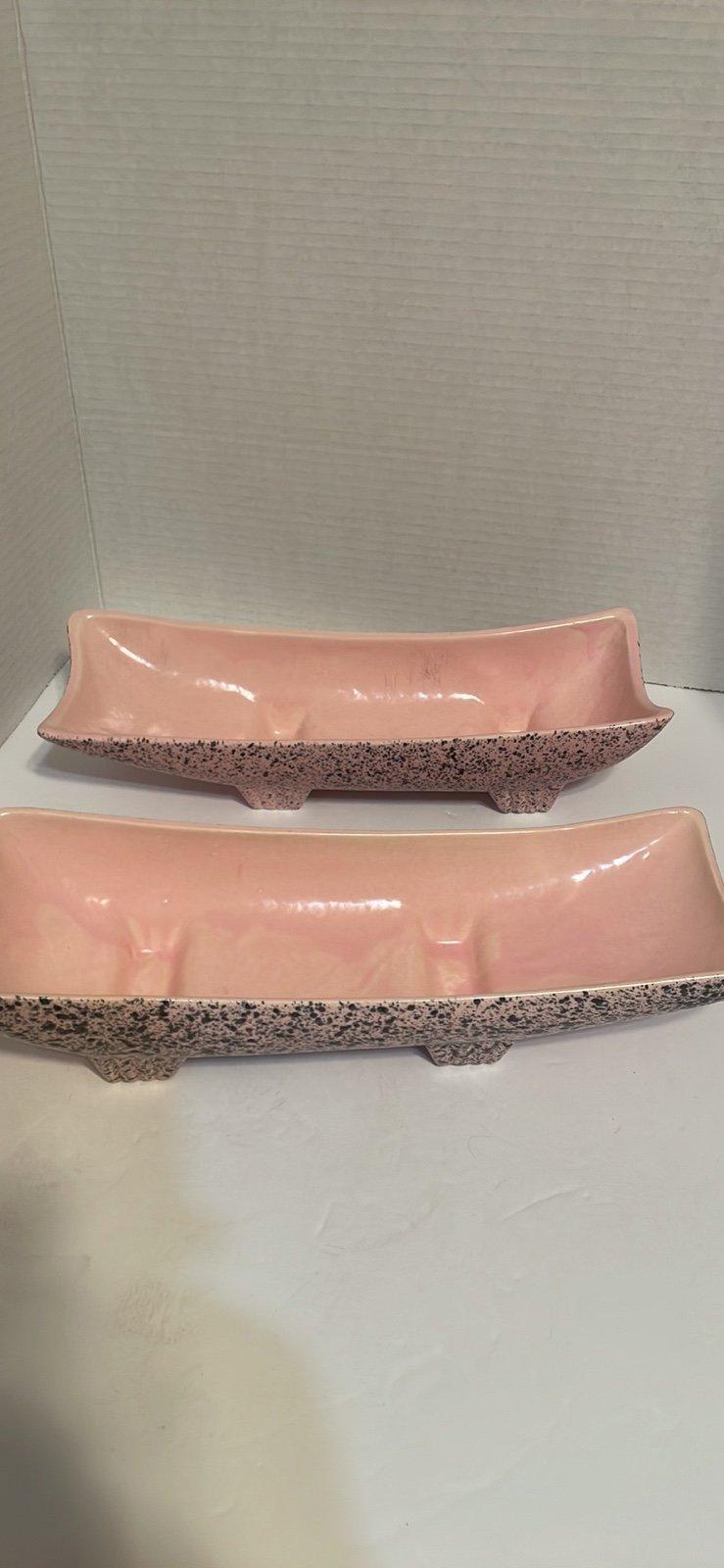 Stanford Sebring Pink Splatter Console Dish/planters.Vintage.