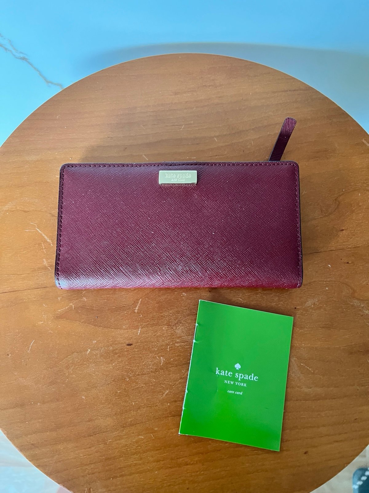 Kate Spade Maroon New York Newbury Lane Stacy Slim Bifold Wallet