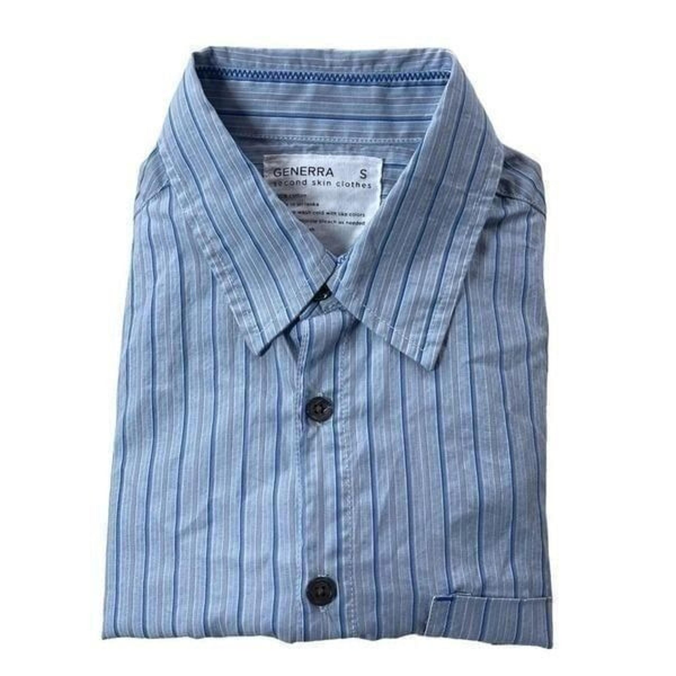 Generra Shirt Mens Small S Blue Pinstripe Long Sleeve Button Down Collar Shirt