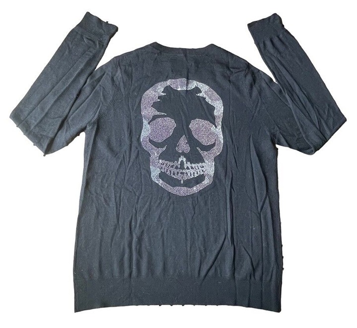 LNWOT Zadig & Voltaire Merino Wool Camou Stud Skull Sweater Black Medium Women