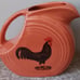 Fiesta Small Disc Pitcher w/Chicken Black Ancona Rooster - HLC USA - Poppy or Pe