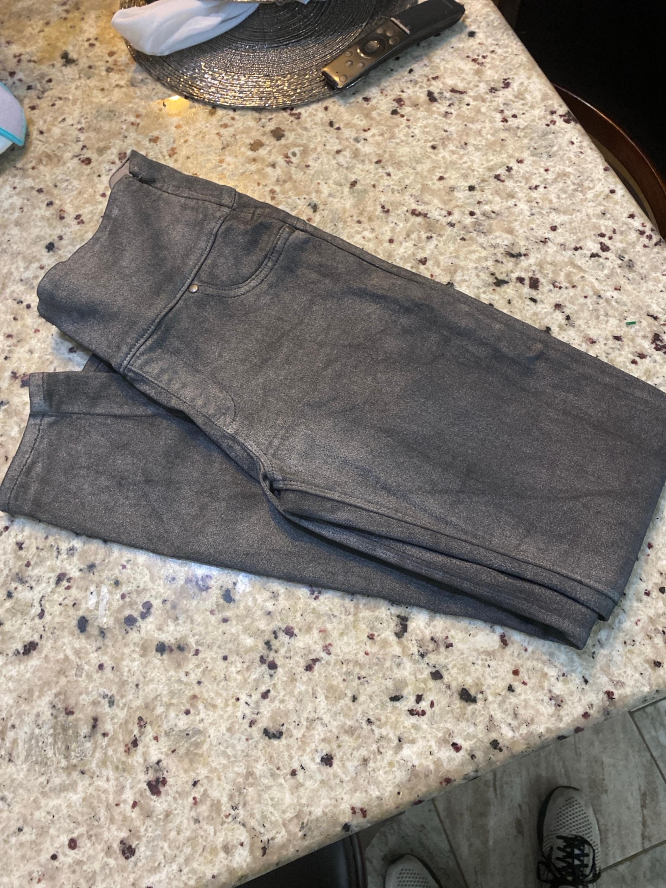 Spanx Pants women’s medium Gray shimmer Solace side zip high waist jeans