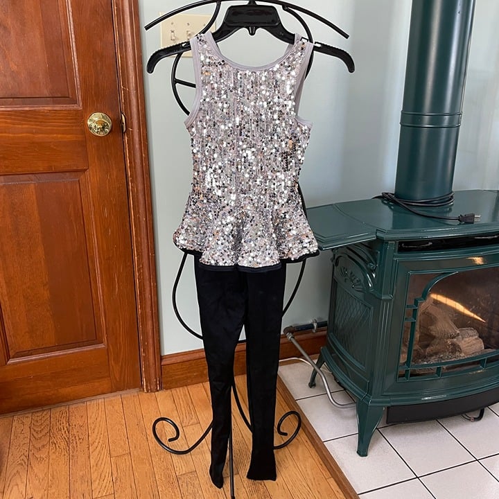 Kids Weissmans Sequin Tank & Black Pants Jumpsuit Dance Halloween Costume NWOT