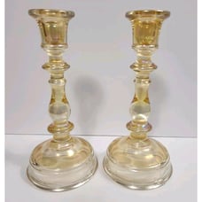 Marigold Carnival Glass Iridescent Home Decor 8 Candlestick Holder FREE SHIP
